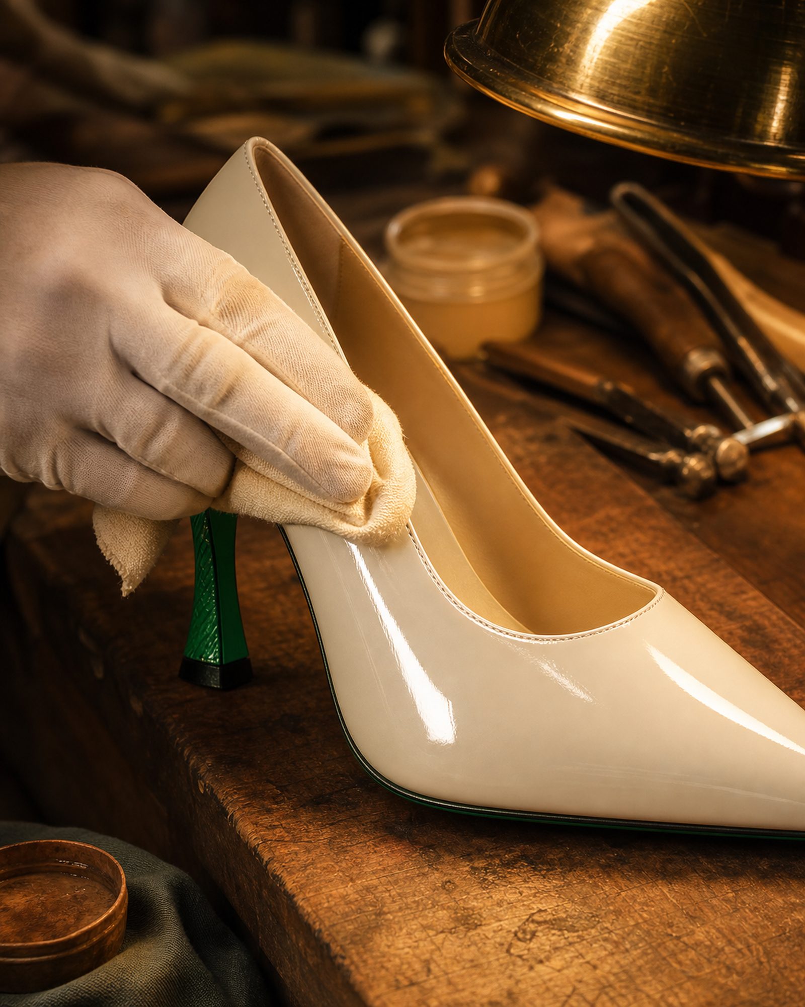 Patent-silk upper